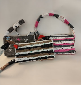 Plarn, (plastic yarn,) hand bags. With lining